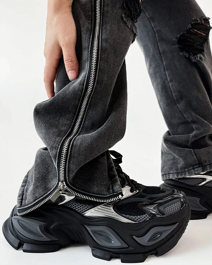 Chunky Black Platform Height-Increasing Sneakers
