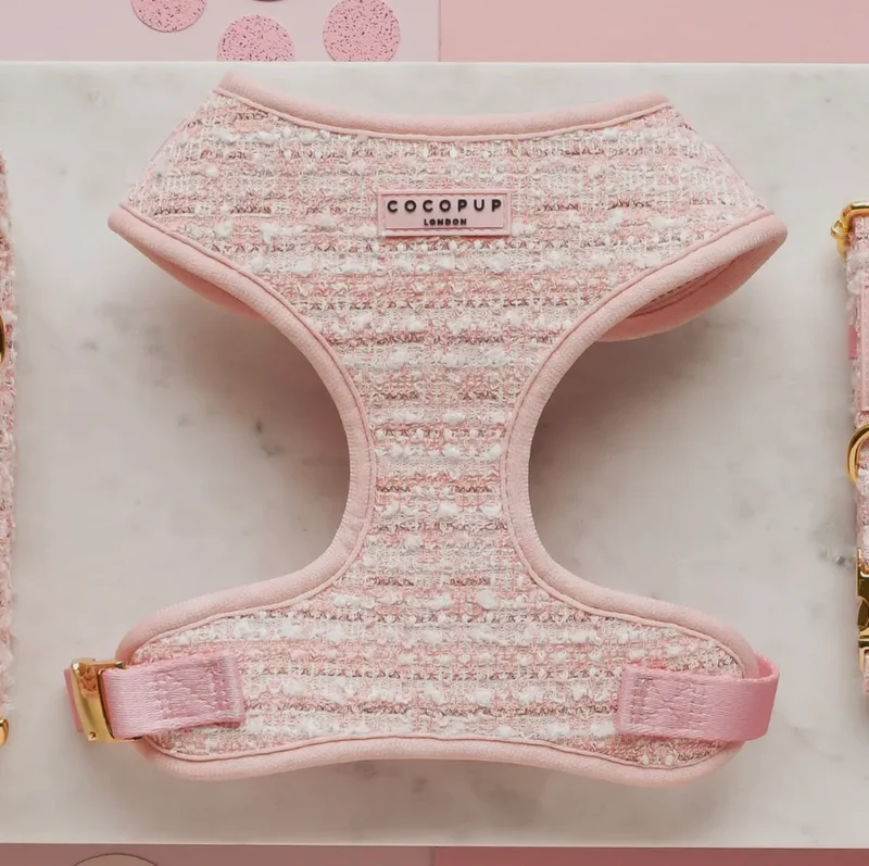 Cocopup Geschirr-Rosa strukturierter Tweed