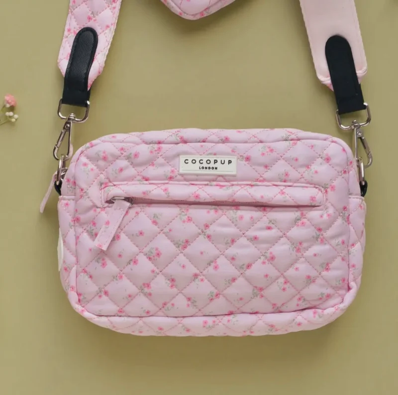 Hundetasche gestepptes Ditsy Blumenmuster Pink