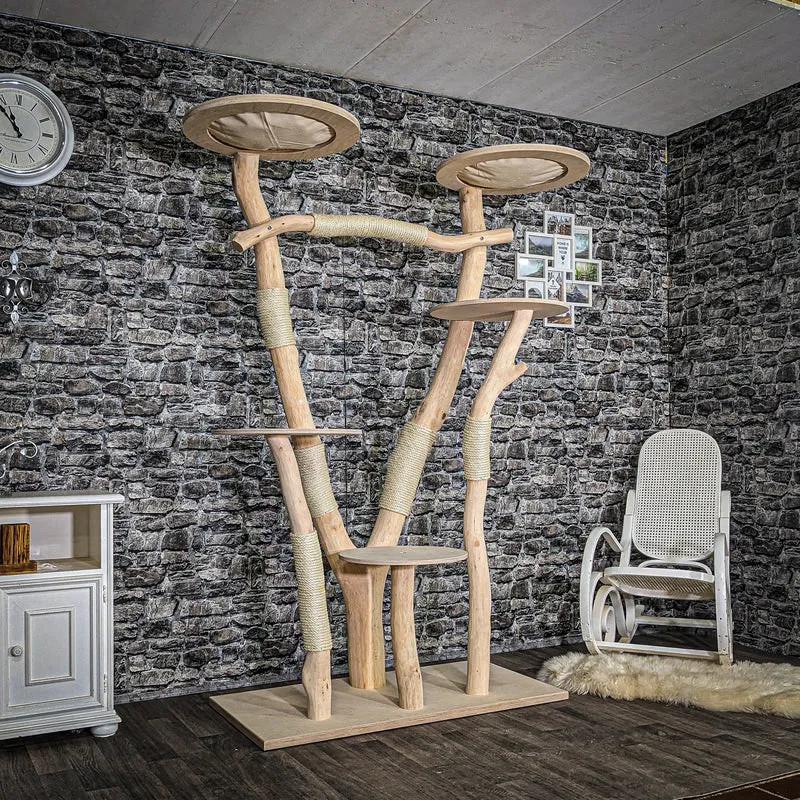 Naturkratzbaum 4056 Kratzbaum Natur Holz Design 200 cm hoch Katzenbaum