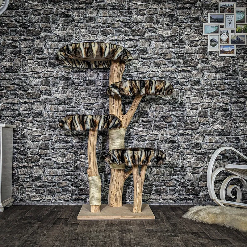 Naturkratzbaum 4055 Kratzbaum Natur Holz Design 145 cm hoch Katzenbaum
