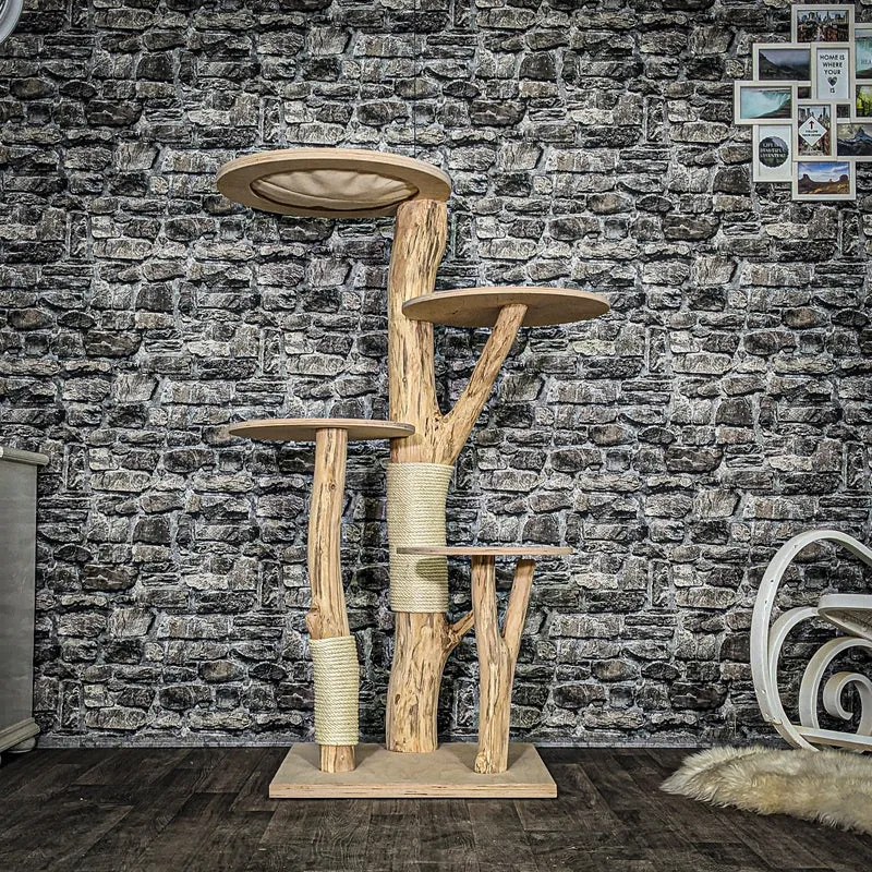Naturkratzbaum 4055 Kratzbaum Natur Holz Design 145 cm hoch Katzenbaum