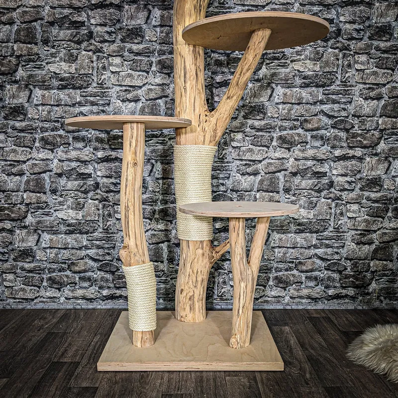 Naturkratzbaum 4055 Kratzbaum Natur Holz Design 145 cm hoch Katzenbaum