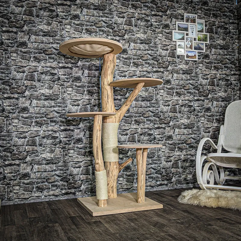 Naturkratzbaum 4055 Kratzbaum Natur Holz Design 145 cm hoch Katzenbaum