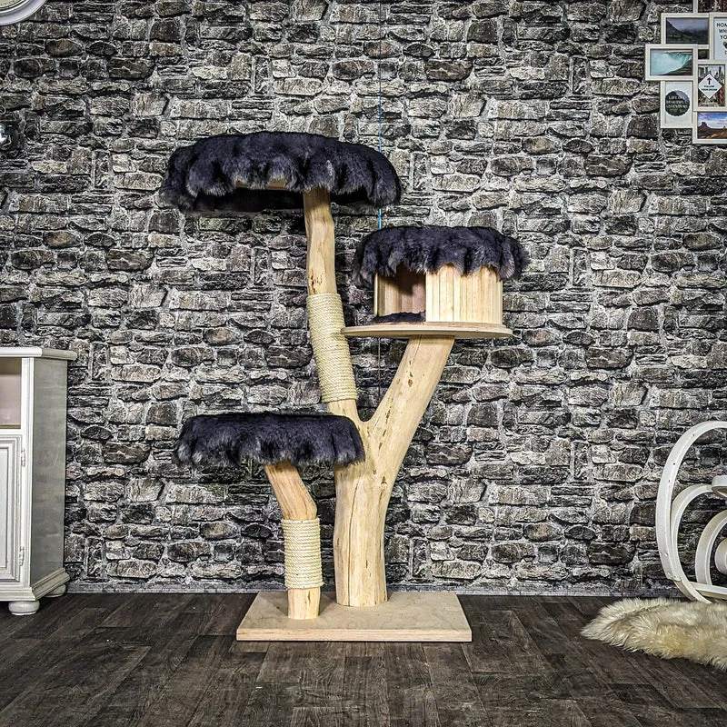 Naturkratzbaum 4054 Kratzbaum Natur Holz Design 135 cm hoch Katzenbaum