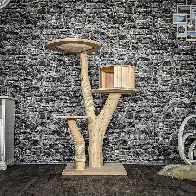 Naturkratzbaum 4054 Kratzbaum Natur Holz Design 135 cm hoch Katzenbaum