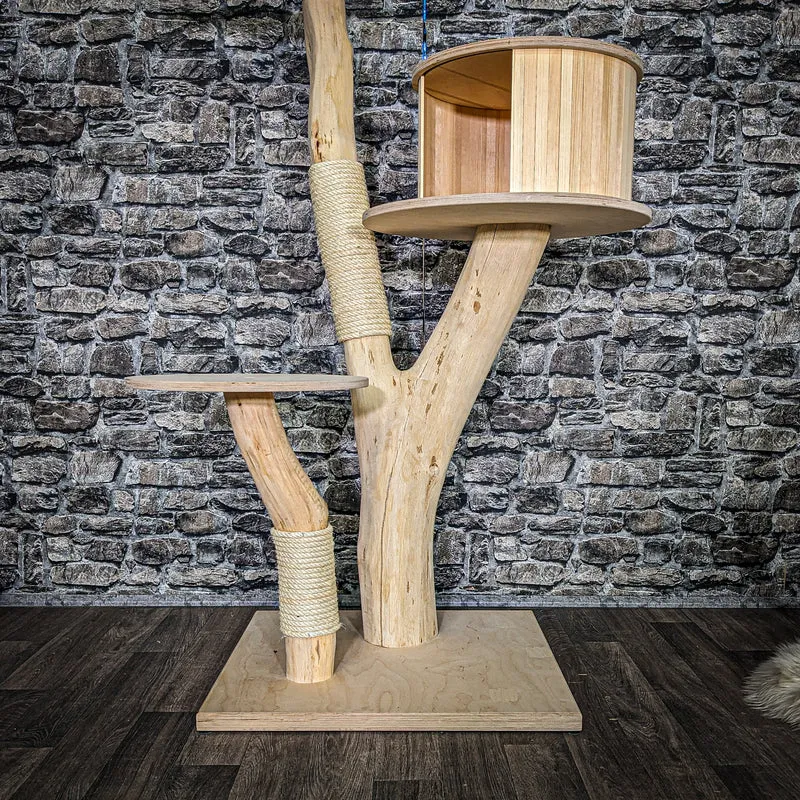 Naturkratzbaum 4054 Kratzbaum Natur Holz Design 135 cm hoch Katzenbaum