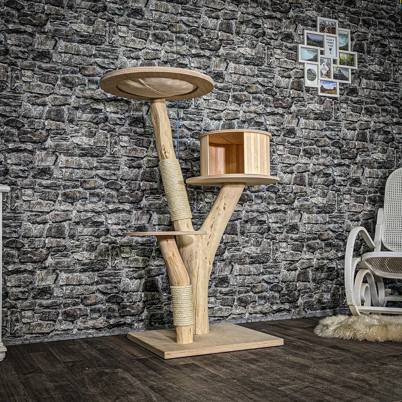 Naturkratzbaum 4054 Kratzbaum Natur Holz Design 135 cm hoch Katzenbaum