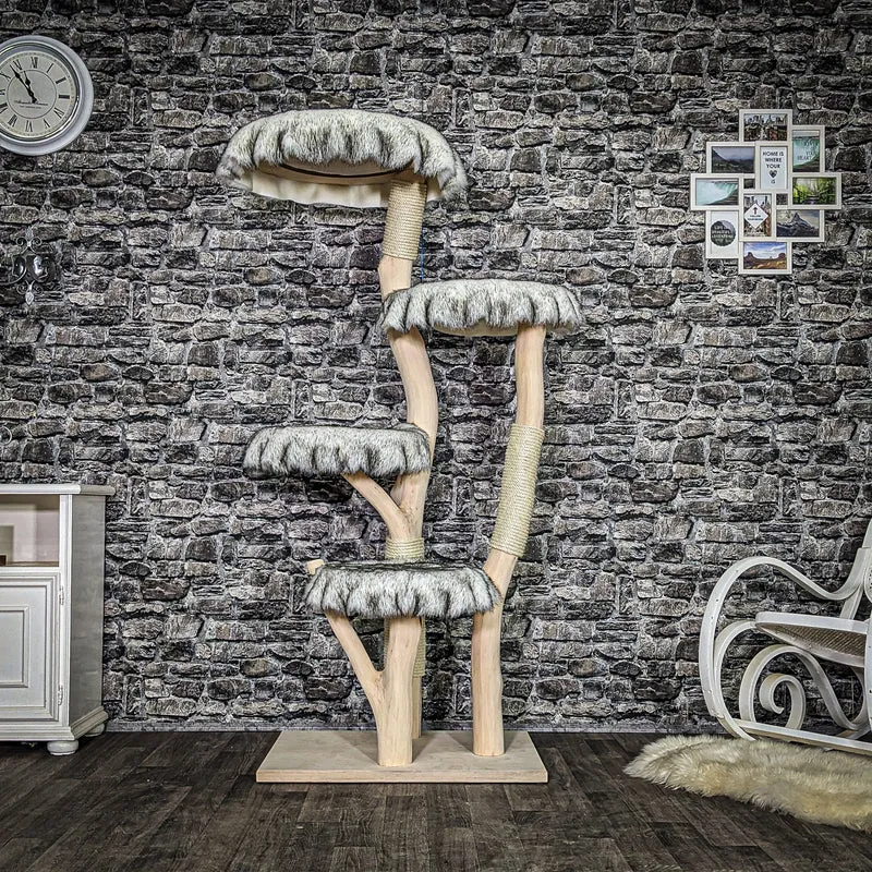 Naturkratzbaum 4053 Kratzbaum Natur Holz Design 173 cm hoch Katzenbaum