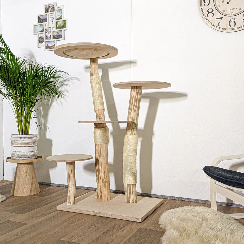 Naturkratzbaum 4052 Kratzbaum Natur Holz Design 140 cm hoch Katzenbaum