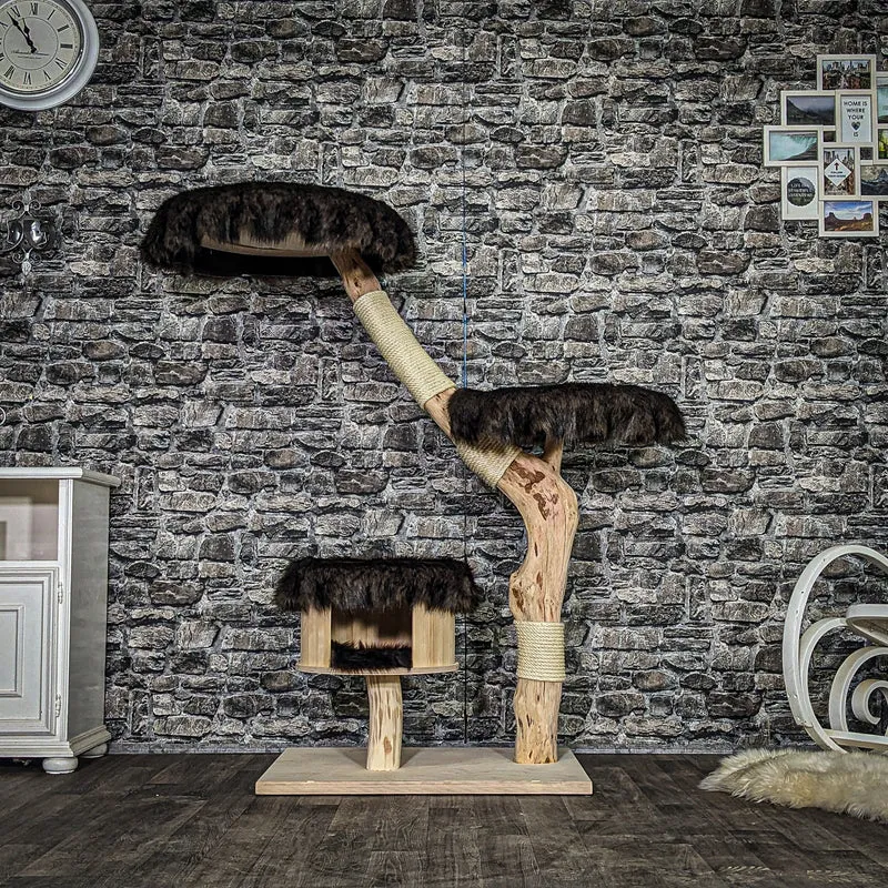 Naturkratzbaum 4051 Kratzbaum Natur Holz Design 142 cm hoch Katzenbaum