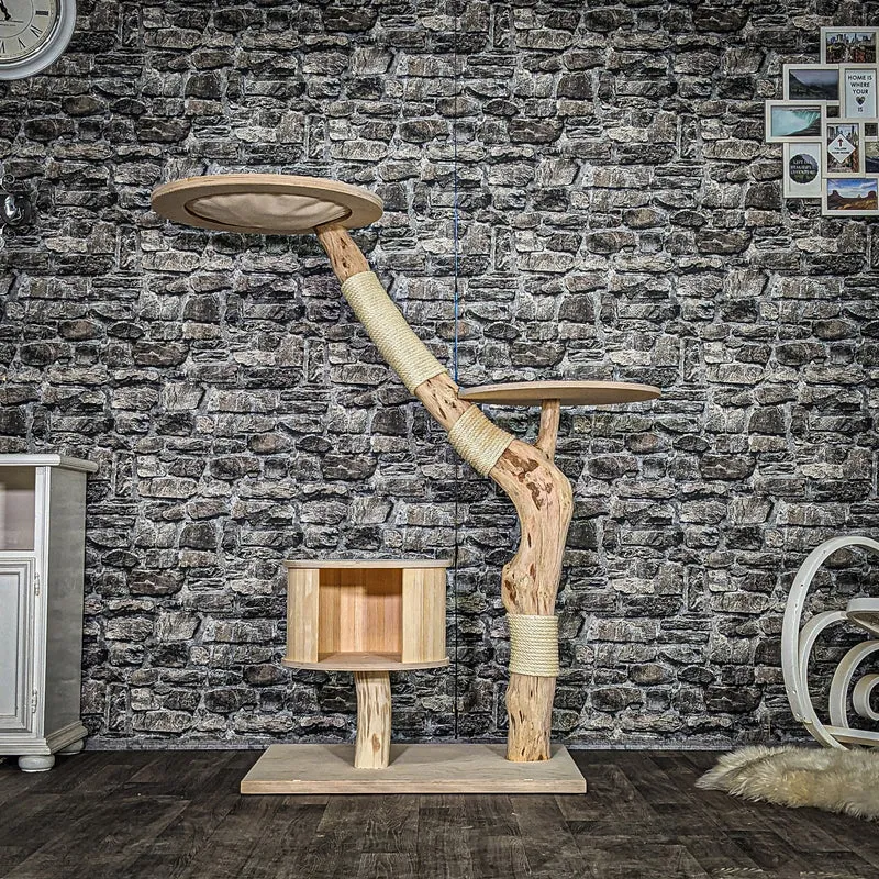 Naturkratzbaum 4051 Kratzbaum Natur Holz Design 142 cm hoch Katzenbaum