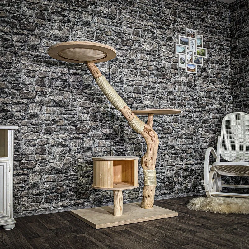 Naturkratzbaum 4051 Kratzbaum Natur Holz Design 142 cm hoch Katzenbaum