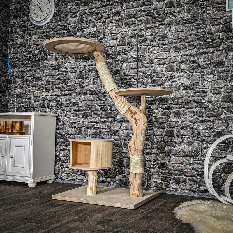 Naturkratzbaum 4051 Kratzbaum Natur Holz Design 142 cm hoch Katzenbaum