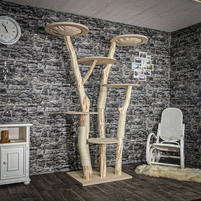Naturkratzbaum 4050 Kratzbaum Natur Holz Design 206 cm hoch Katzenbaum