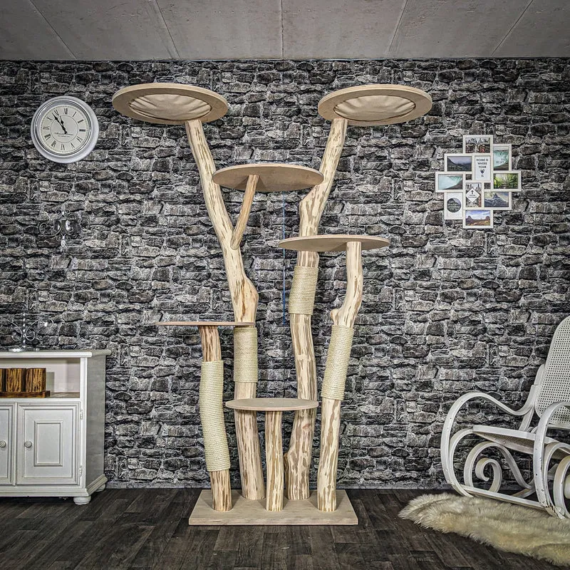 Naturkratzbaum 4050 Kratzbaum Natur Holz Design 206 cm hoch Katzenbaum