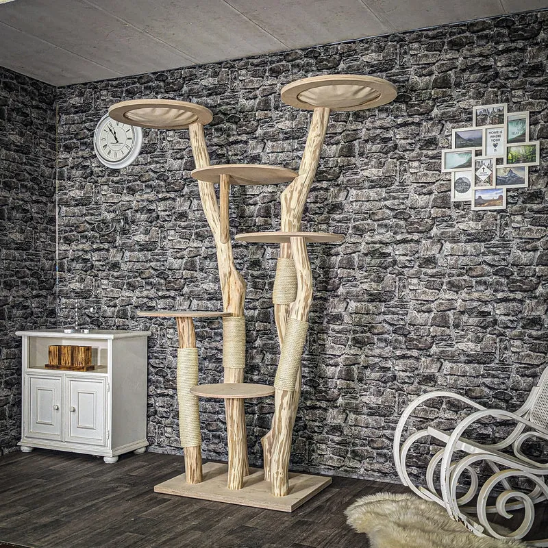 Naturkratzbaum 4050 Kratzbaum Natur Holz Design 206 cm hoch Katzenbaum