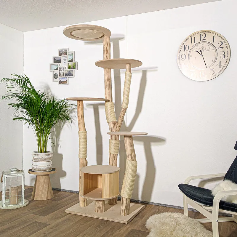 Naturkratzbaum 4049 Kratzbaum Natur Holz Design 216 cm hoch Katzenbaum