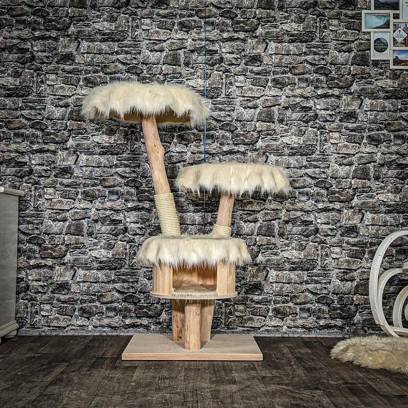 Naturkratzbaum 4048 Kratzbaum Natur Holz Design 123 cm hoch Katzenbaum
