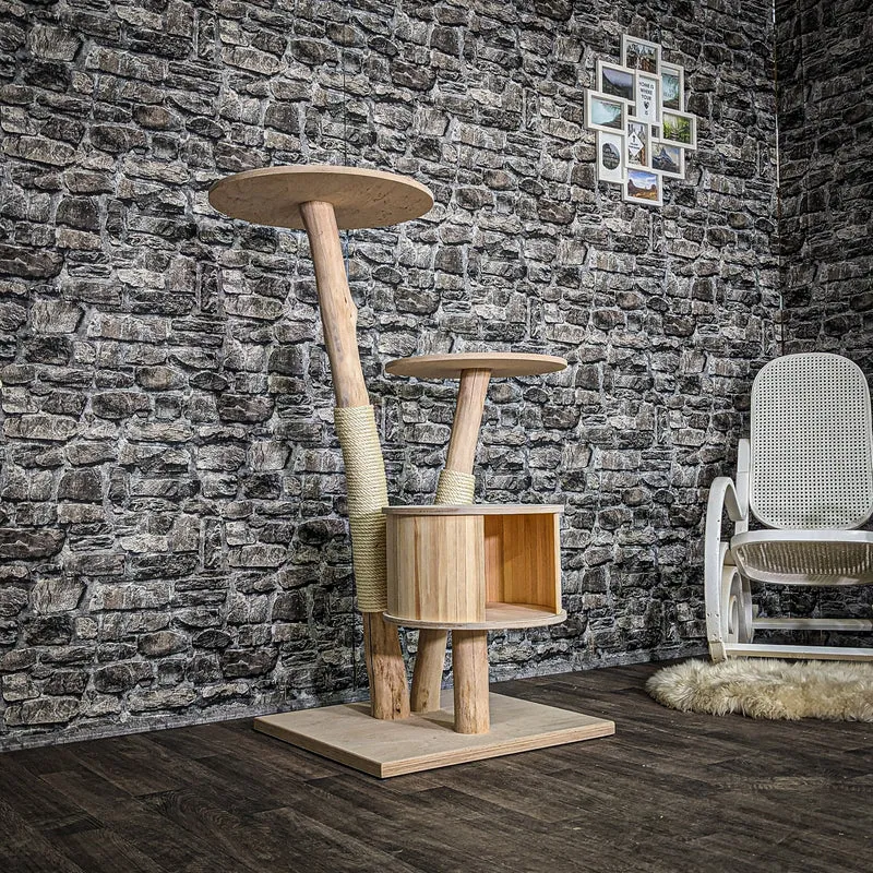 Naturkratzbaum 4048 Kratzbaum Natur Holz Design 123 cm hoch Katzenbaum