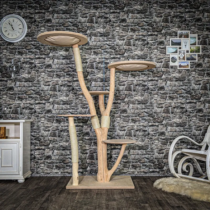 Naturkratzbaum 4047 Kratzbaum Natur Holz Design 173 cm hoch Katzenbaum