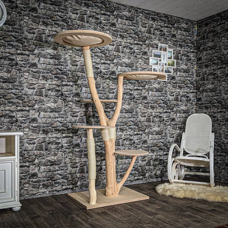 Naturkratzbaum 4047 Kratzbaum Natur Holz Design 173 cm hoch Katzenbaum