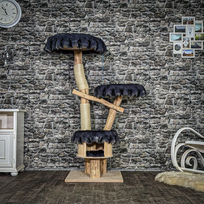 Naturkratzbaum 4046 Kratzbaum Natur Holz Design 154 cm hoch Katzenbaum