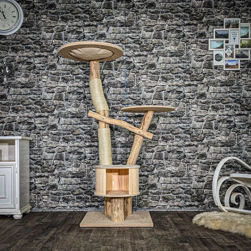 Naturkratzbaum 4046 Kratzbaum Natur Holz Design 154 cm hoch Katzenbaum