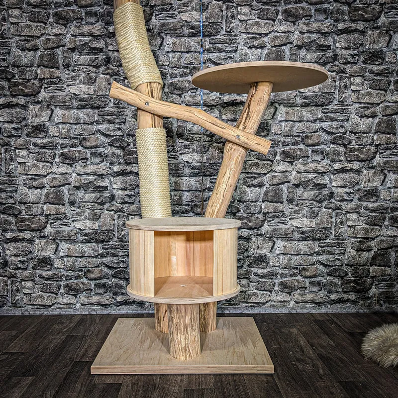 Naturkratzbaum 4046 Kratzbaum Natur Holz Design 154 cm hoch Katzenbaum