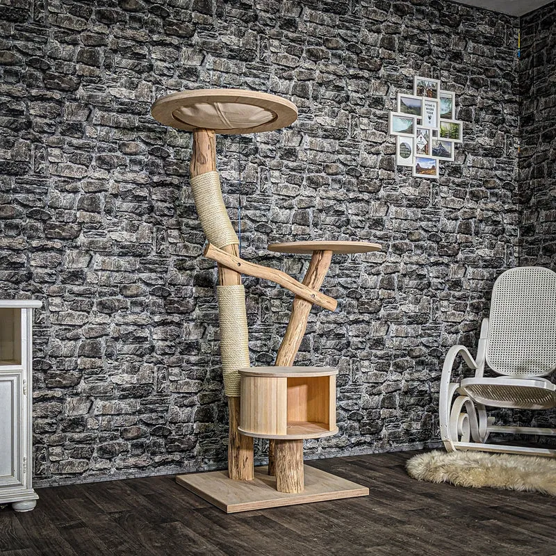Naturkratzbaum 4046 Kratzbaum Natur Holz Design 154 cm hoch Katzenbaum