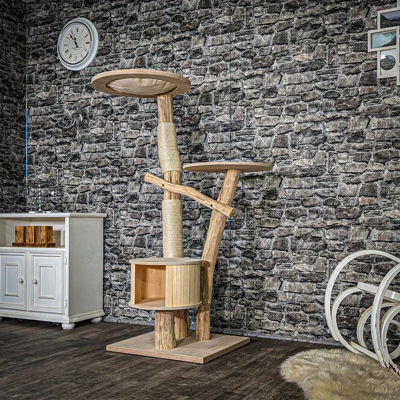 Naturkratzbaum 4046 Kratzbaum Natur Holz Design 154 cm hoch Katzenbaum