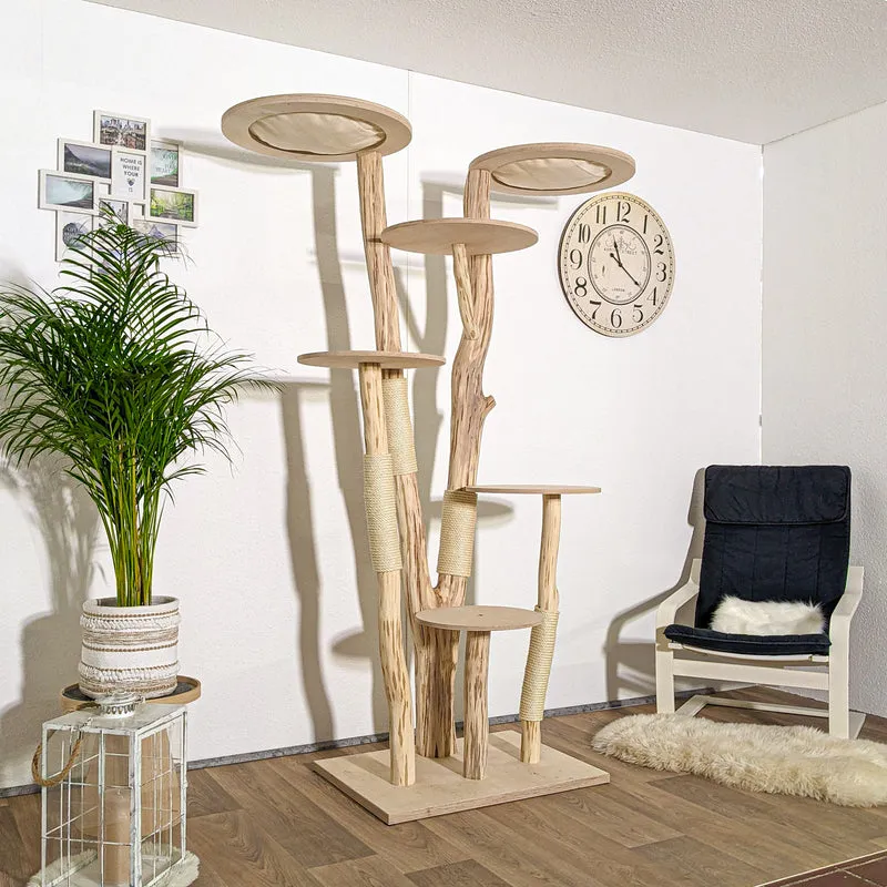 Naturkratzbaum 4045 Kratzbaum Natur Holz Design 206 cm hoch Katzenbaum