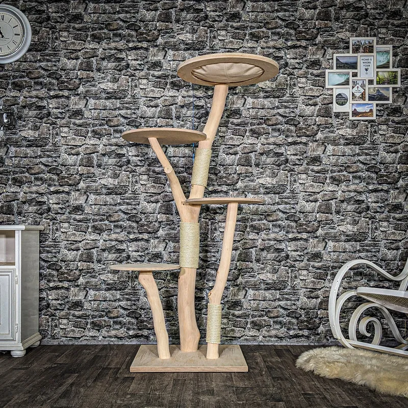 Naturkratzbaum 4044 Kratzbaum Natur Holz Design 167 cm hoch Katzenbaum