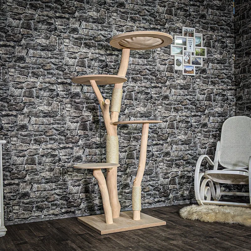 Naturkratzbaum 4044 Kratzbaum Natur Holz Design 167 cm hoch Katzenbaum