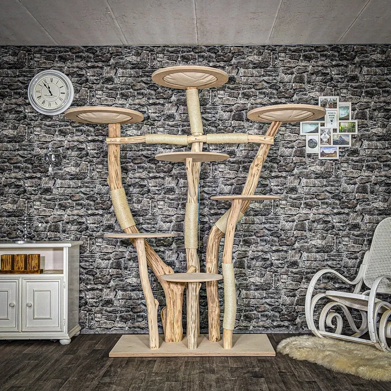 Naturkratzbaum 4043 Kratzbaum Natur Holz Design 205 cm hoch Katzenbaum