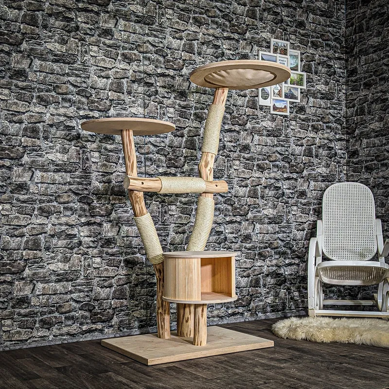 Naturkratzbaum 4041 Kratzbaum Natur Holz Design 155 cm hoch Katzenbaum