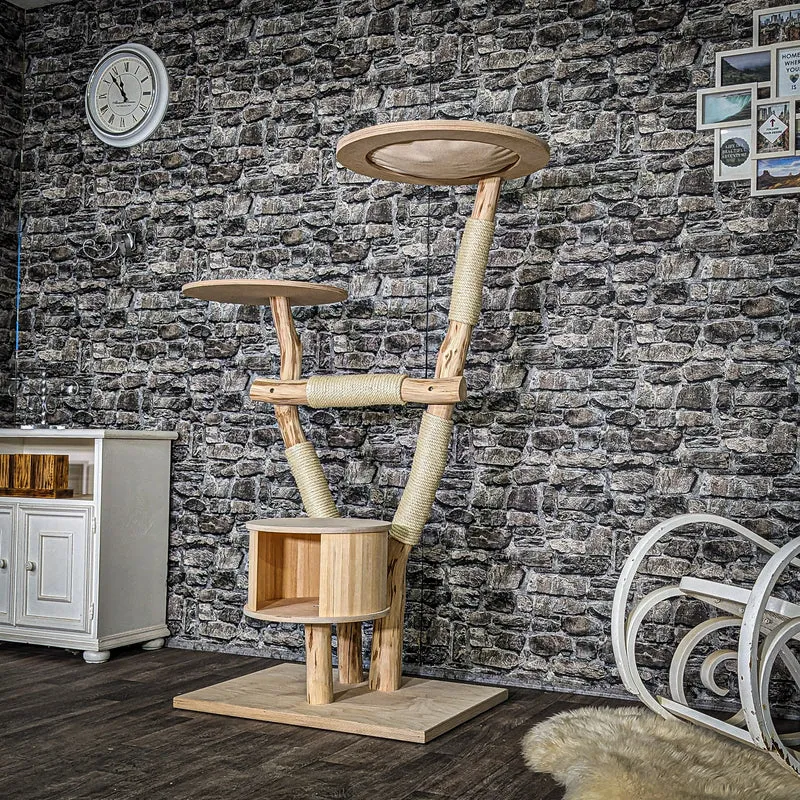 Naturkratzbaum 4041 Kratzbaum Natur Holz Design 155 cm hoch Katzenbaum