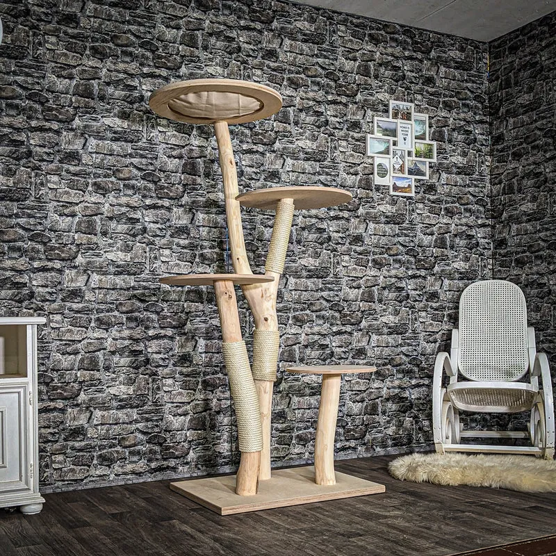 Naturkratzbaum 4040 Kratzbaum Natur Holz Design 172 cm hoch Katzenbaum