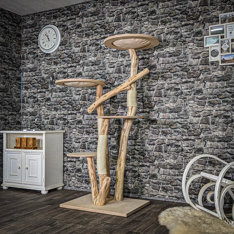 Naturkratzbaum 4039 Kratzbaum Natur Holz Design 174 cm hoch Katzenbaum