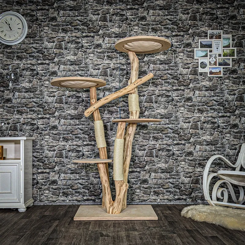 Naturkratzbaum 4039 Kratzbaum Natur Holz Design 174 cm hoch Katzenbaum