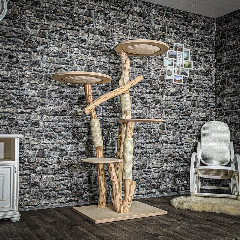 Naturkratzbaum 4039 Kratzbaum Natur Holz Design 174 cm hoch Katzenbaum