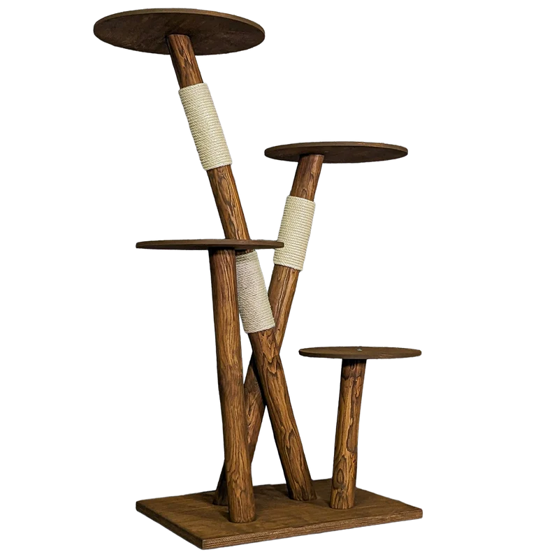 Outdoor Naturkratzbaum CA0002 Kratzbaum Natur Holz Design 160 cm hoch Katzenbaum