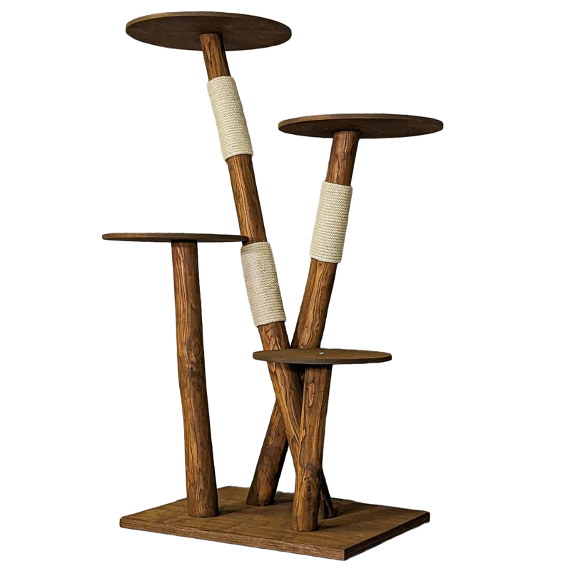 Outdoor Naturkratzbaum CA0002 Kratzbaum Natur Holz Design 160 cm hoch Katzenbaum