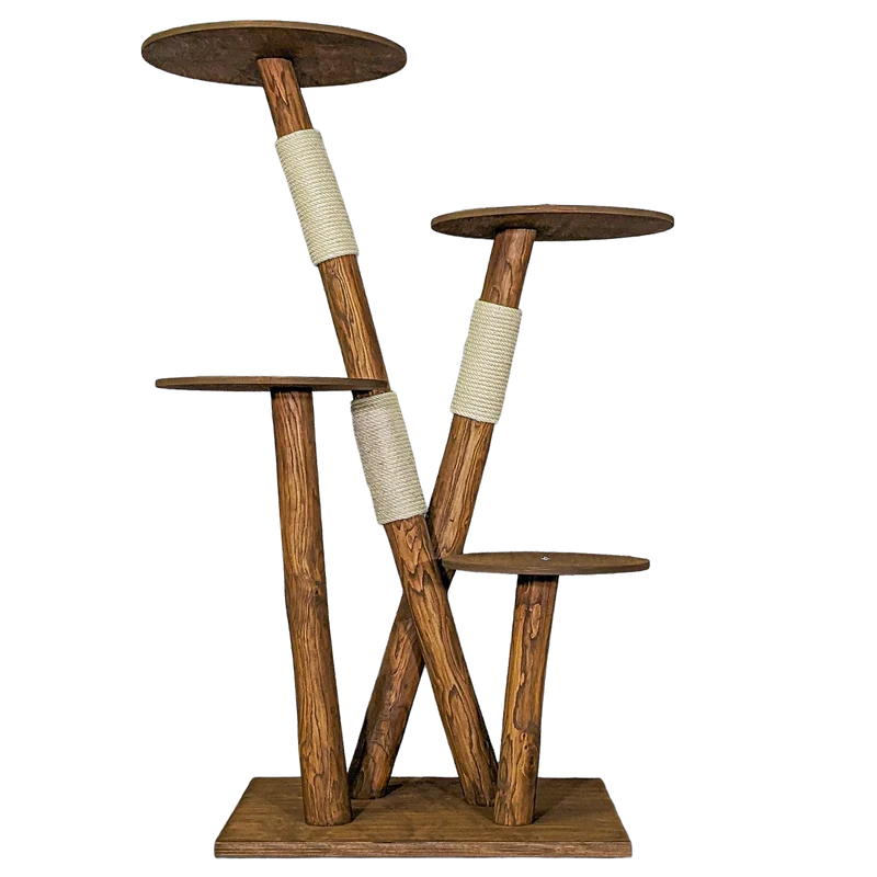 Outdoor Naturkratzbaum CA0002 Kratzbaum Natur Holz Design 160 cm hoch Katzenbaum