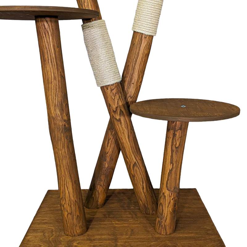 Outdoor Naturkratzbaum CA0002 Kratzbaum Natur Holz Design 160 cm hoch Katzenbaum