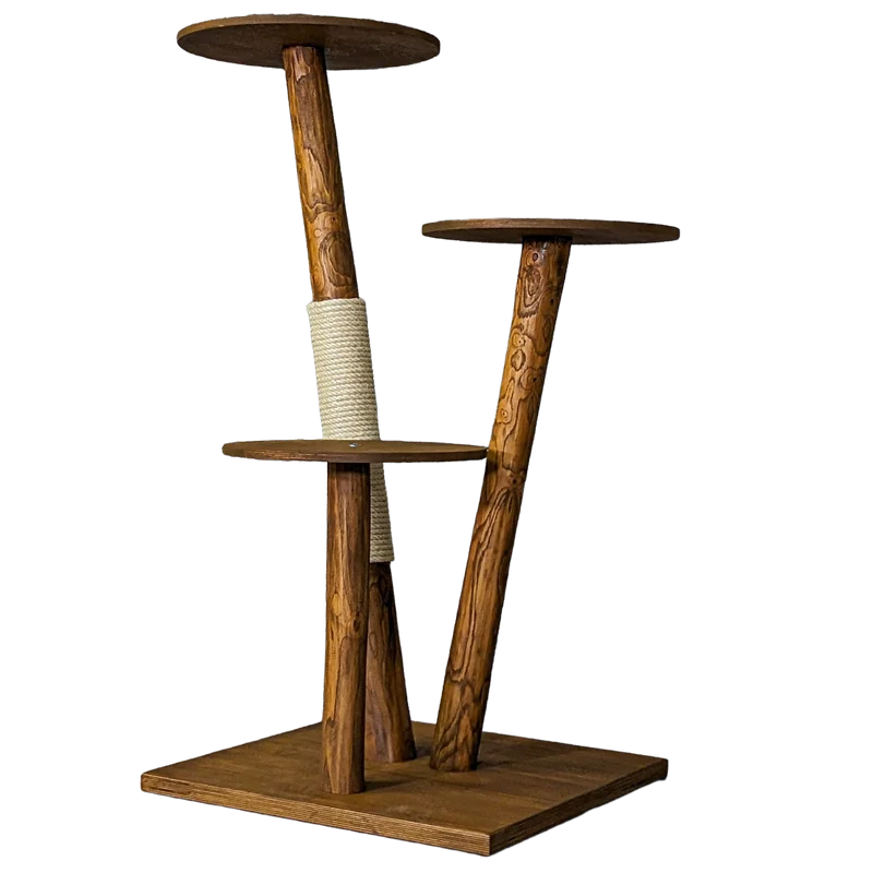 Outdoor Naturkratzbaum CA0003 Kratzbaum Natur Holz Design 123 cm hoch Katzenbaum
