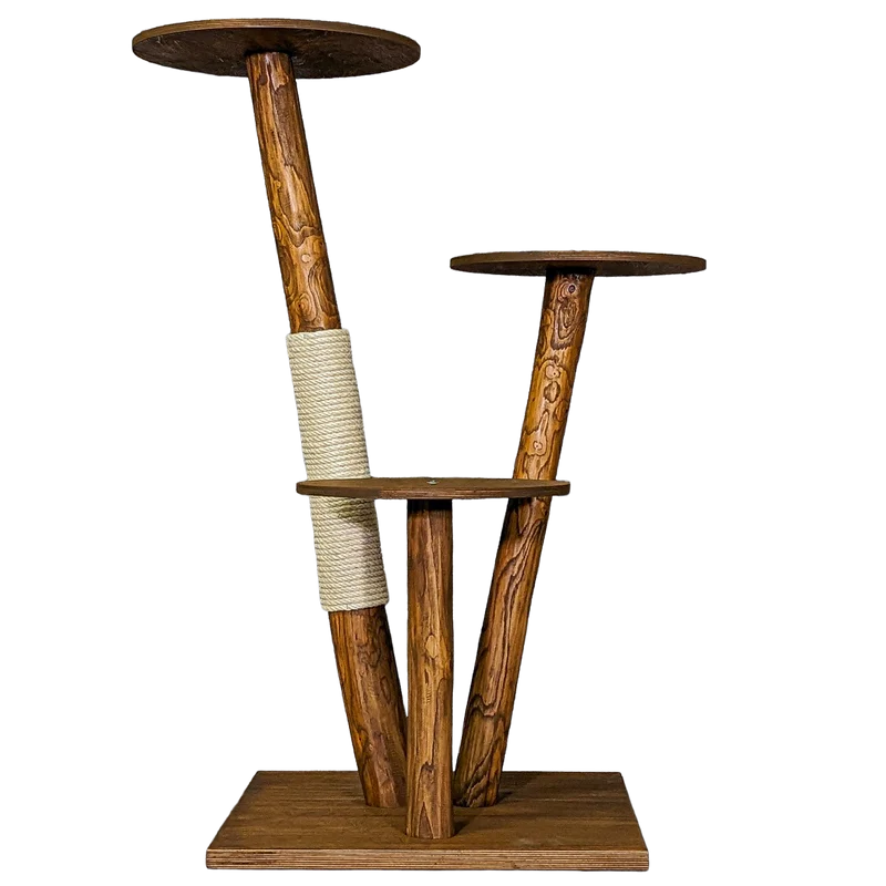 Outdoor Naturkratzbaum CA0003 Kratzbaum Natur Holz Design 123 cm hoch Katzenbaum