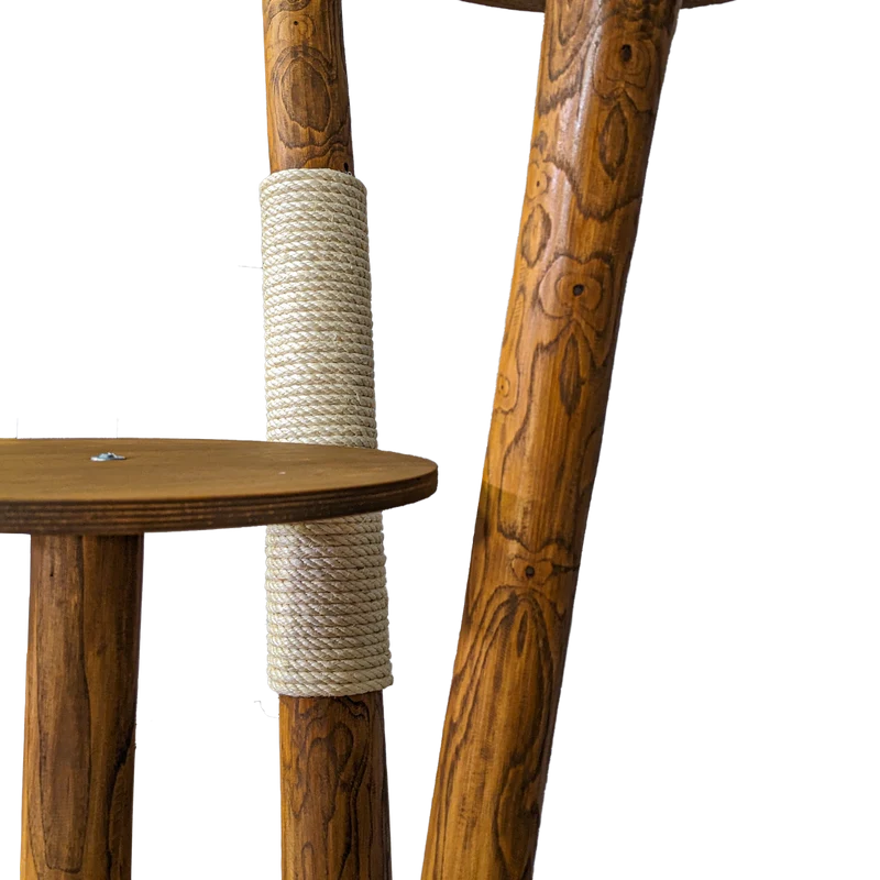 Outdoor Naturkratzbaum CA0003 Kratzbaum Natur Holz Design 123 cm hoch Katzenbaum