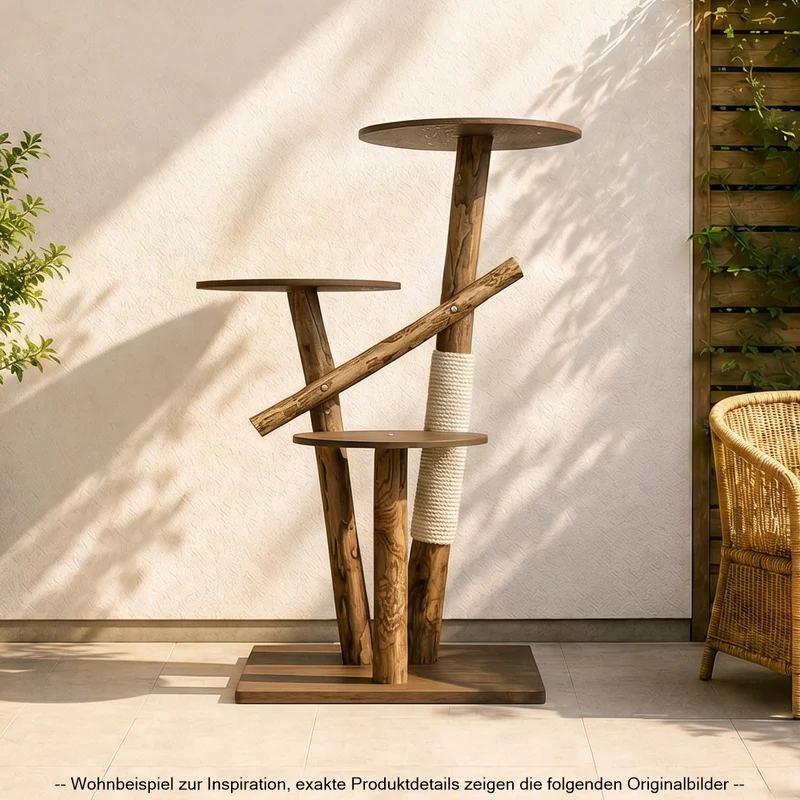 Outdoor Naturkratzbaum CA0005 Kratzbaum Natur Holz Design 120 cm hoch Katzenbaum
