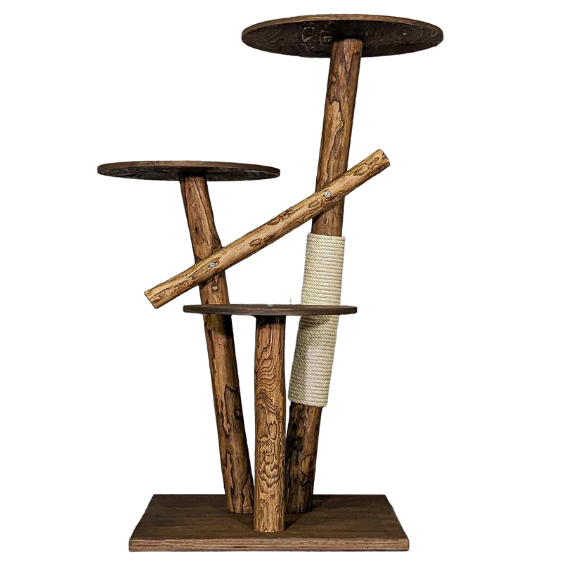 Outdoor Naturkratzbaum CA0005 Kratzbaum Natur Holz Design 120 cm hoch Katzenbaum